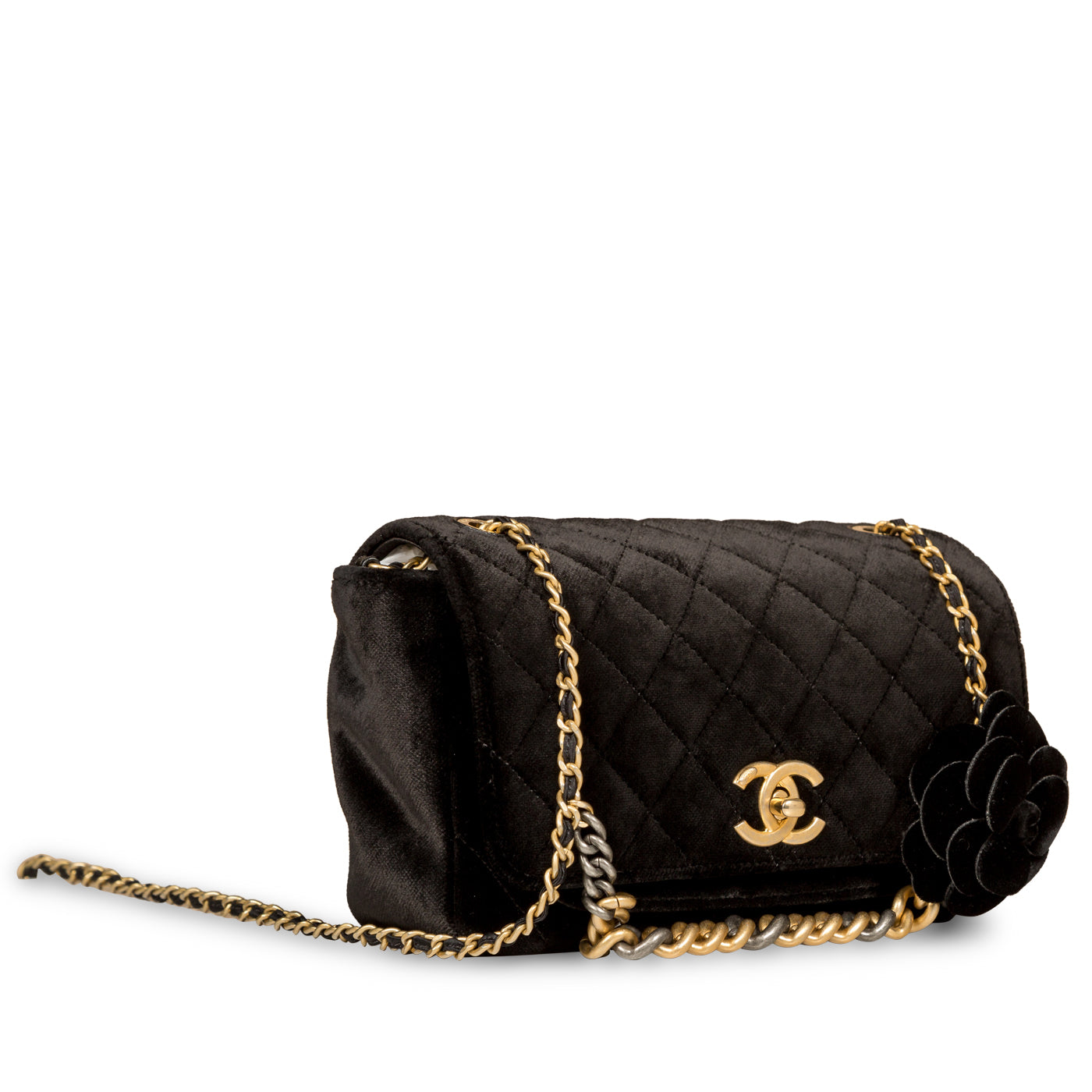 Chanel Black Velvet Camellia No 5 Clutch Bag with Silver Hardware  Lot  19046  Heritage Auctions